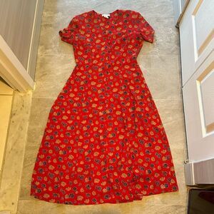 VINTAGE Liz Claiborne Floral Red Maxi Dress